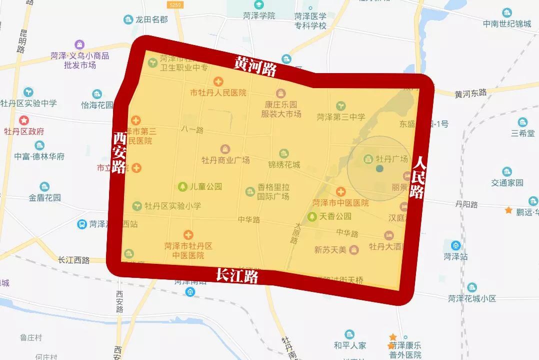 菏泽市城区超标电动车禁行路段示意图(二)图片